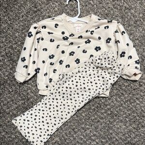 Cat & Jack Cream and Black Floral Baby Set 18 month